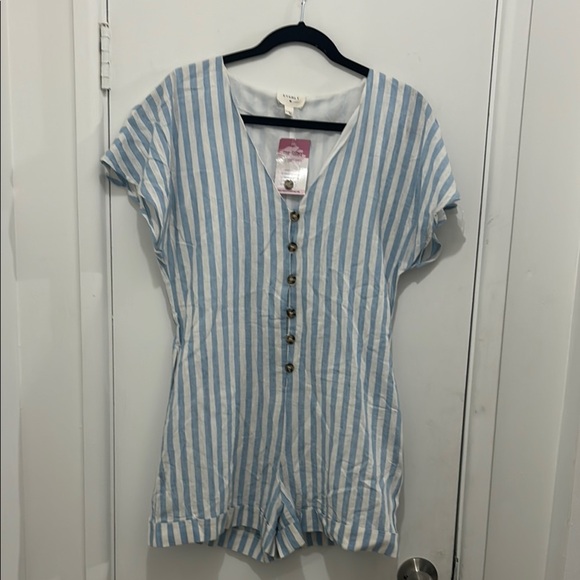 Striped Blue Button-Down Women's Top - Picture 1 of 3